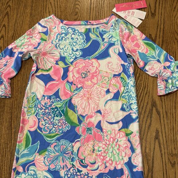 Lilly Pulitzer NEW UPF Mini Sophie Ruffle Dress L 10-12 Peony For Your Thoughts - Picture 4 of 13